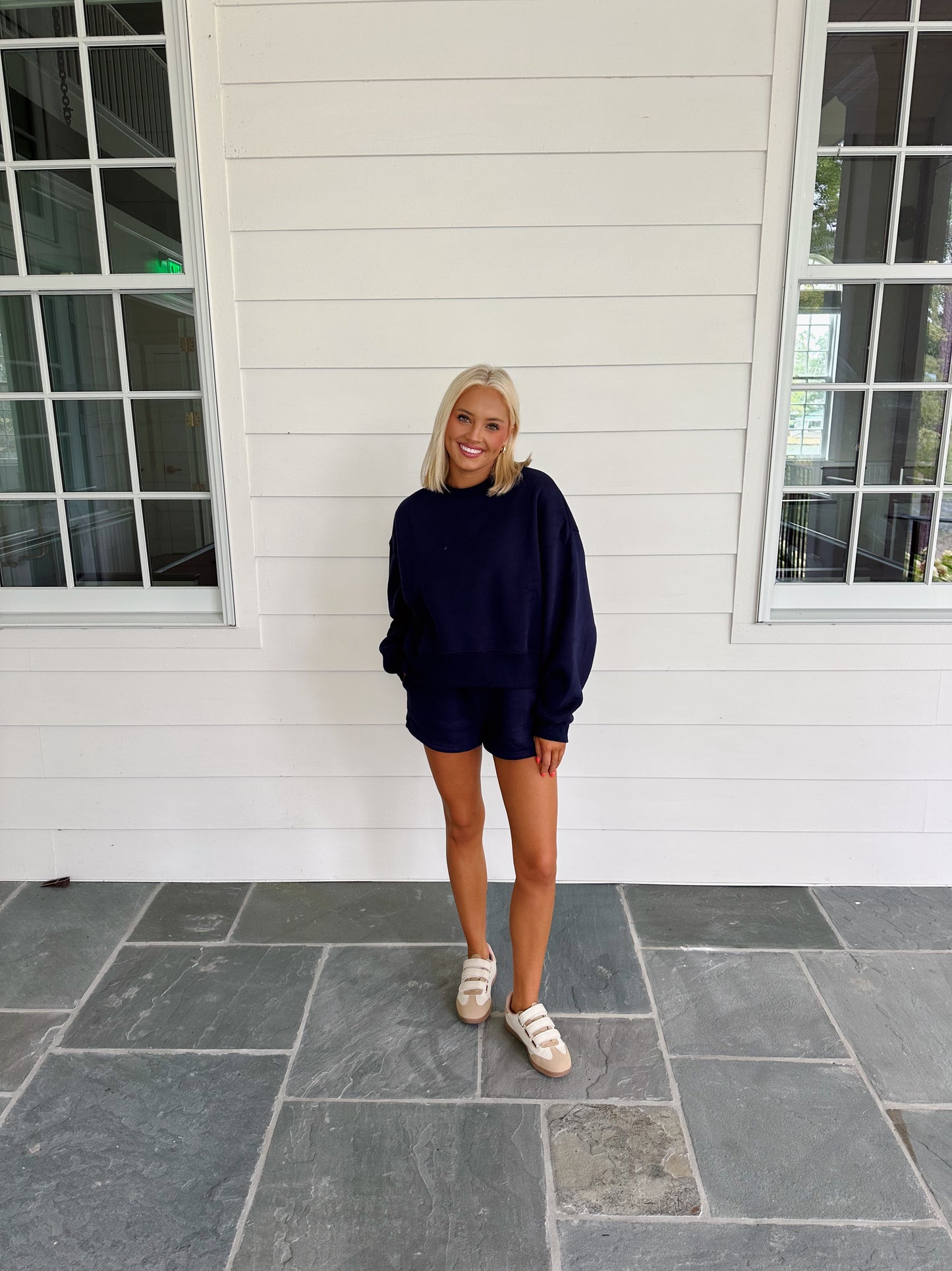 “Let’s Travel” top in Navy